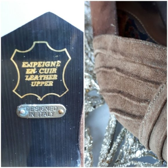 West Avenue Suede Shoe Pointed Toe Low Tan Heels 7 - Picture 4 of 8